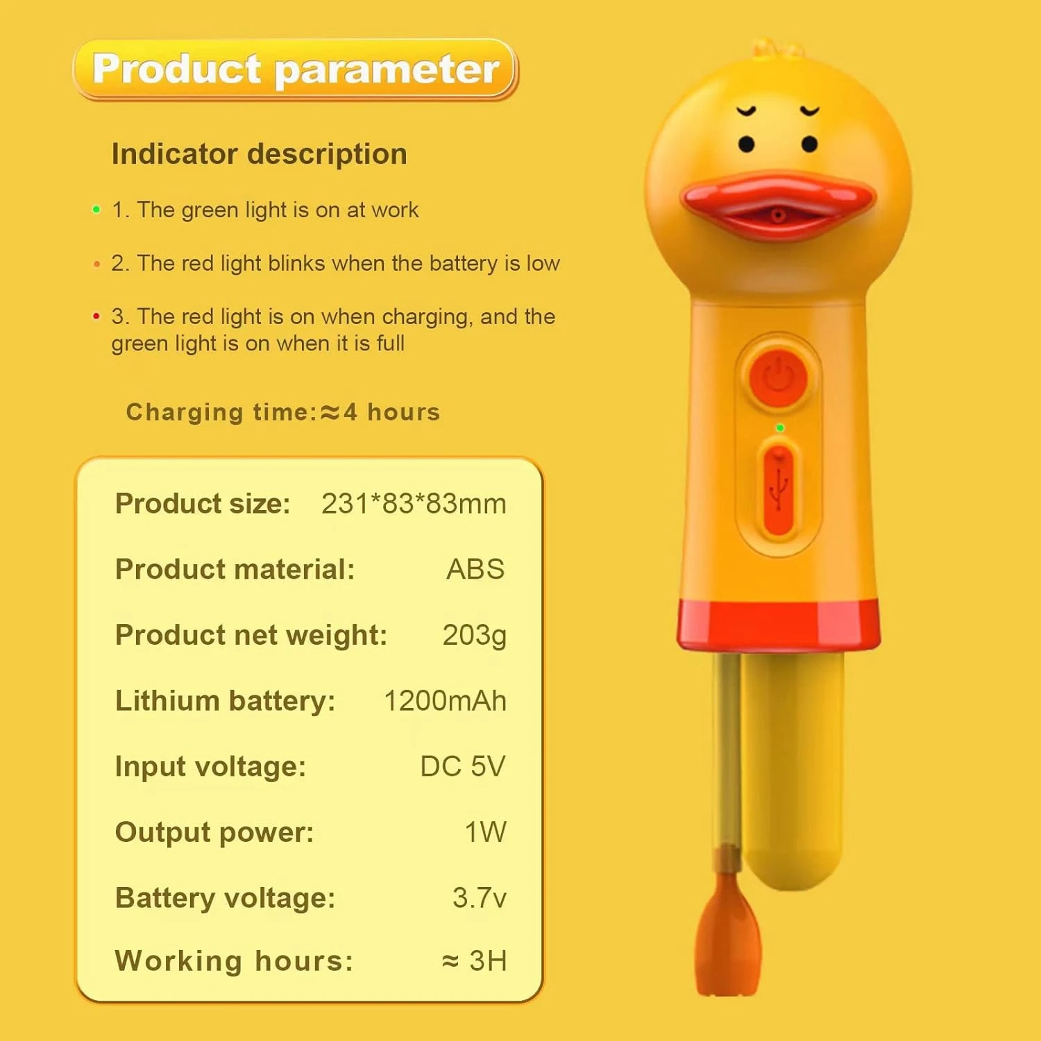 Máquina de espuma eléctrica para limpieza de mascotas, pato amarillo, carga Usb, dispensador automático de jabón, máquina de espuma, accesorios para mascotas