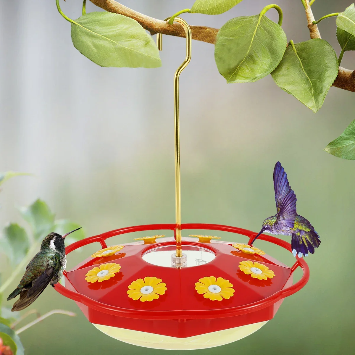 Comedero para colibríes con 8 alimentadores, comedero colgante para pájaros, alimentador para colibrí con forma de flor a prueba de hormigas y abejas para jardín y exteriores