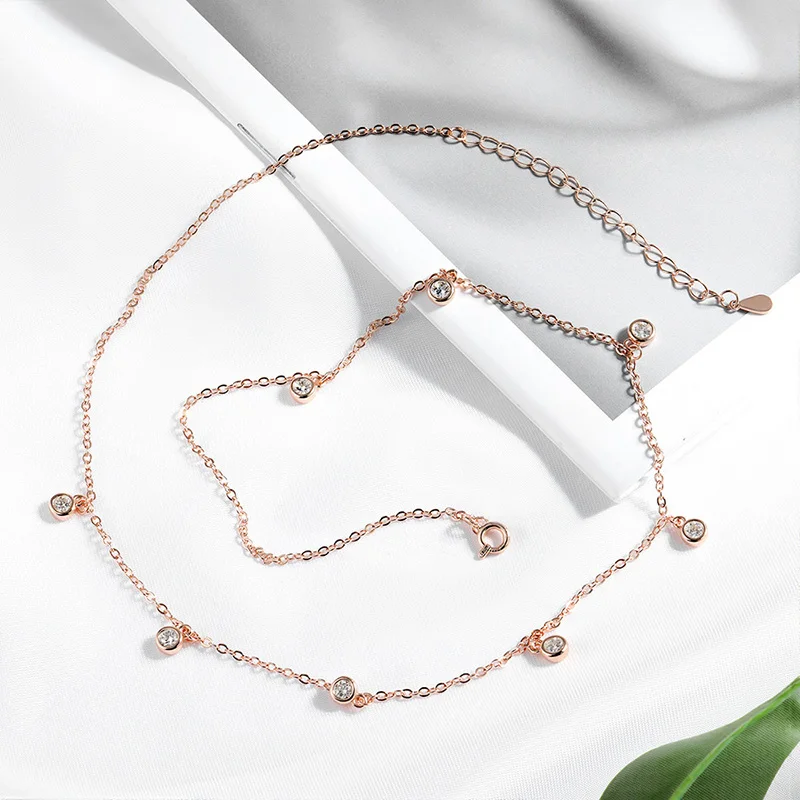 Smyoue-collar con colgante de moissanita auténtica para mujer, 8 piedras con certificado de burbuja, 100%, cadena clásica para el cuello, plata de ley 925 chapada en 18K
