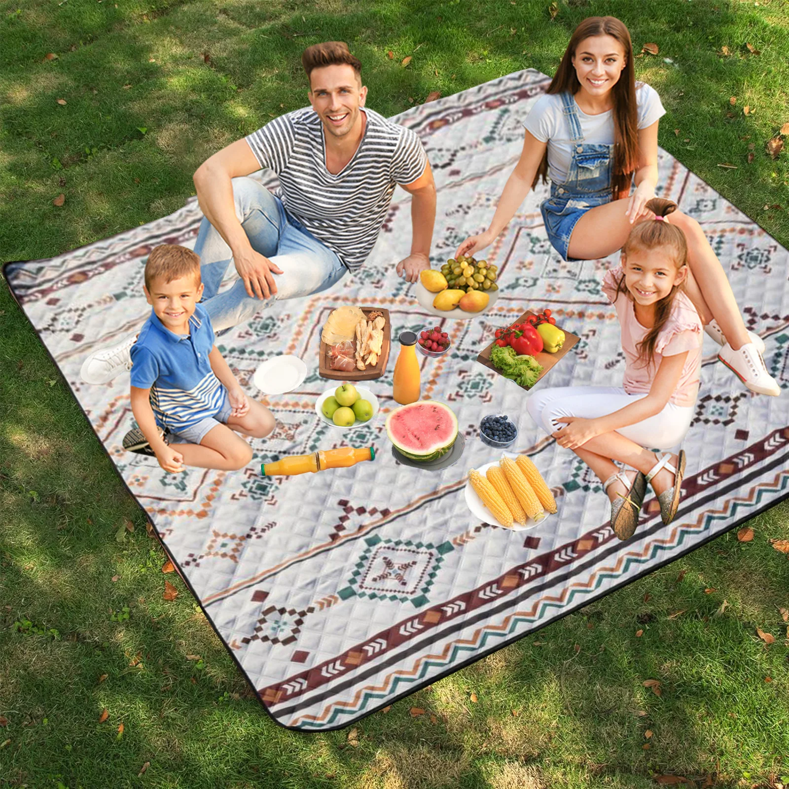 Manta de picnic impermeable, manta de playa grande de 200x200CM, estera de picnic al aire libre, estera de playa con asa de transporte para acampar, playa