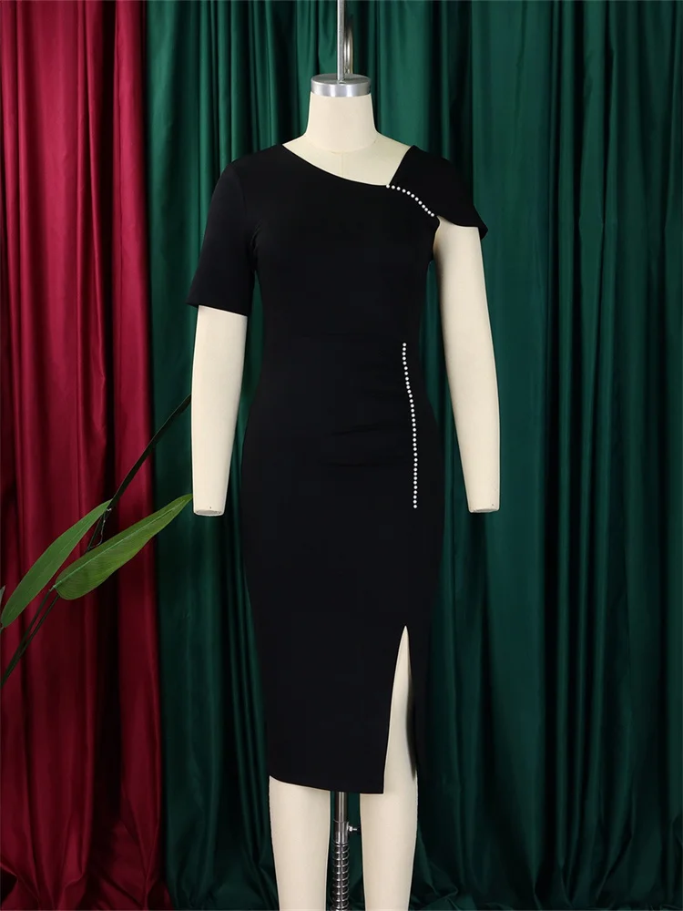 Wmstar vestido de mujer de manga corta elegante fiesta de cintura alta Elagant cremallera vestidos de noche de moda de lujo venta al por mayor Dropshipping
