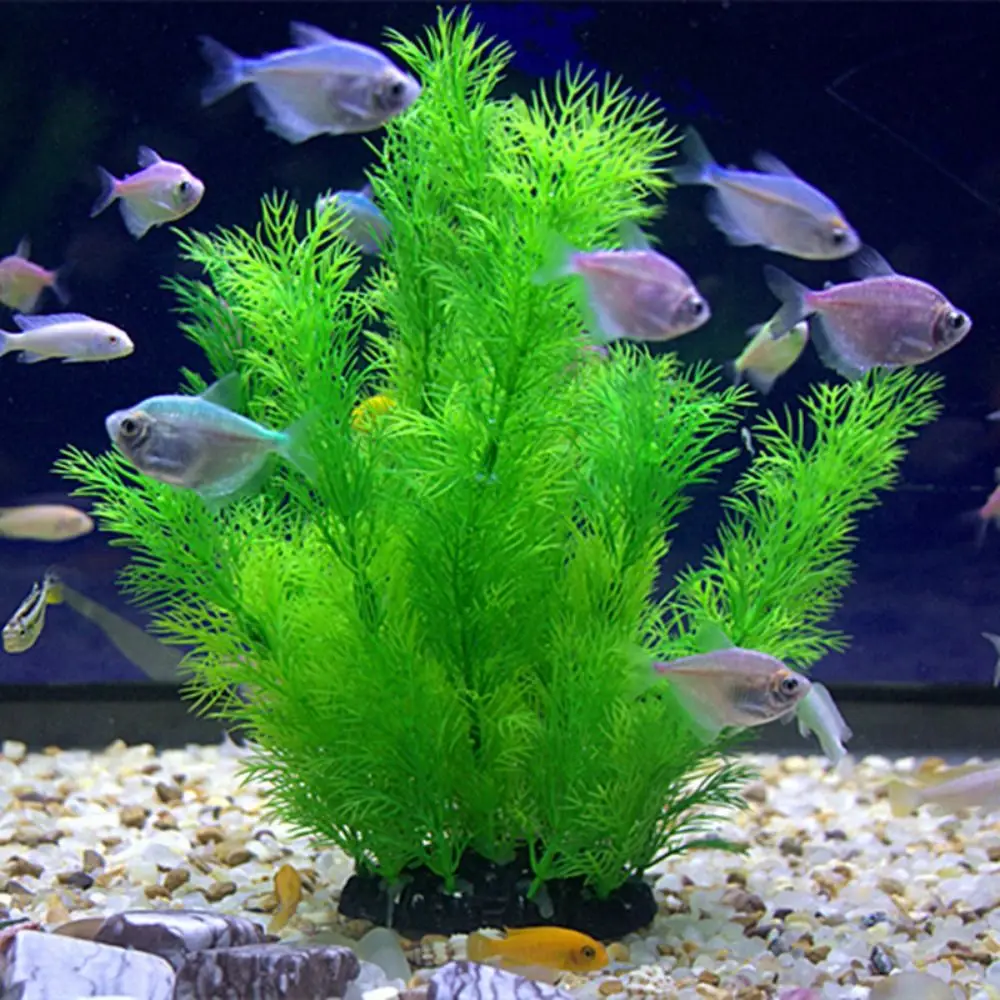 Adornos de plantas de acuario, simulación de plástico, hierba de agua Artificial, accesorios de decoración para pecera
