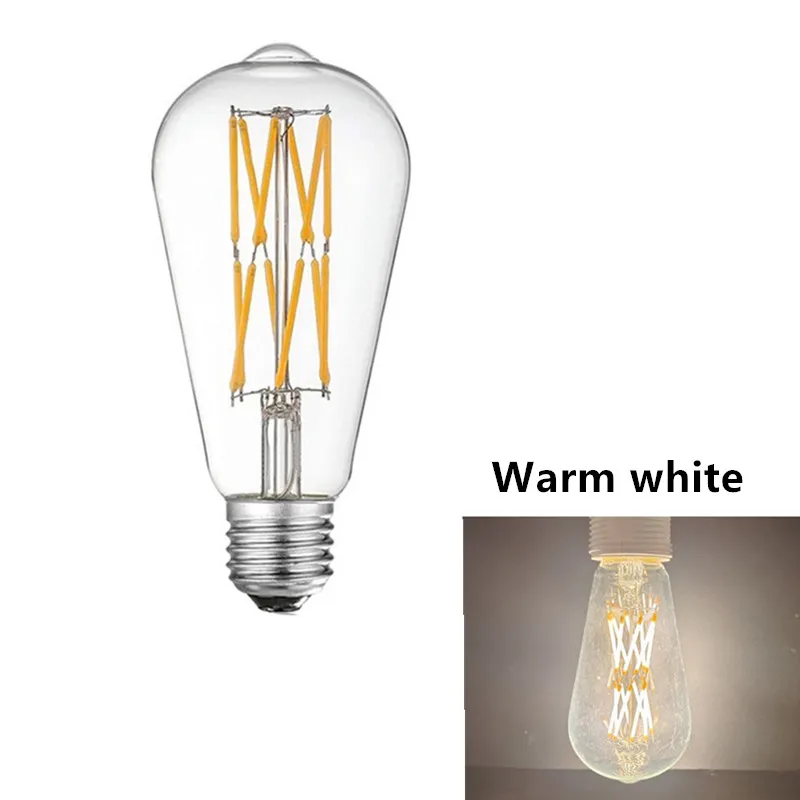 LED ST64 12W 16W DC 220V blanco cálido Yllow 2700K bombilla de filamento dorado E27 luz Vintage Edison lámpara Retro aspecto de vidrio dorado
