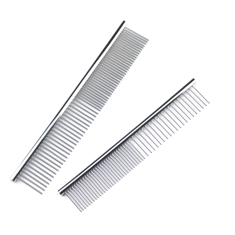 Peine de acero inoxidable para perros, cepillo de depilación de pelo largo y grueso, 16/19cm, peines desechables para el cuidado de mascotas, perros y gatos