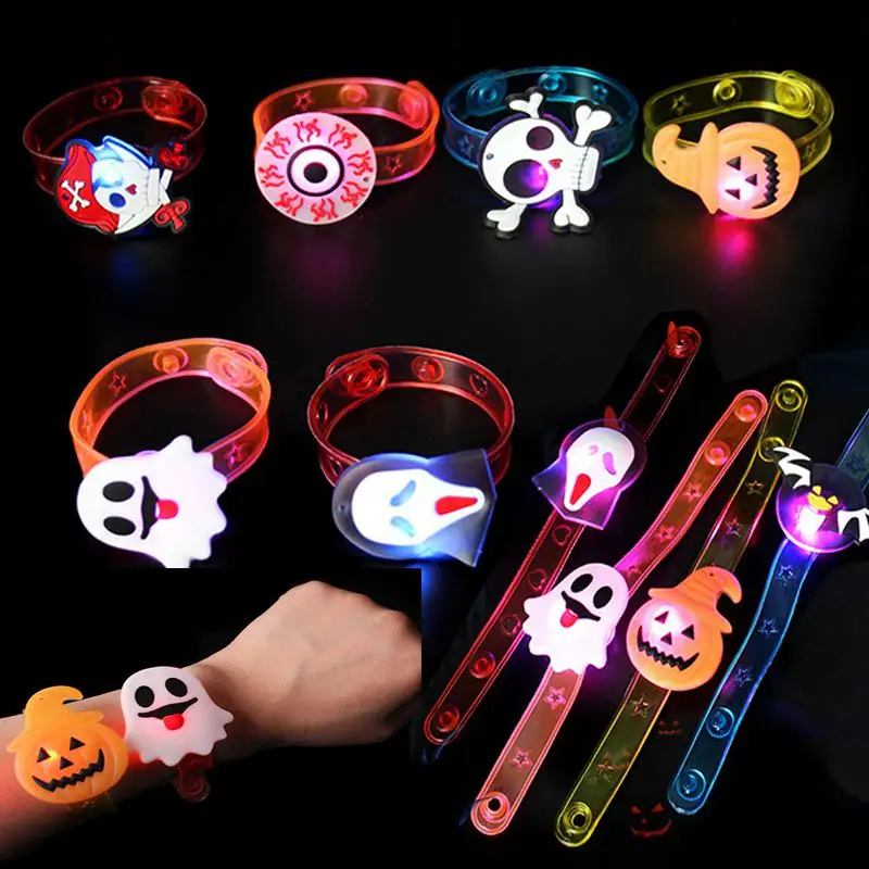 5/10/20PCS Anillos de Pulsera Luminosos de Calabaza y Fantasma para Halloween, Decoración Nocturna, Recuerdos para Fiestas de Halloween, Regalos para Festivales y Carnavales, Rellenos para Bolsas de Regalo