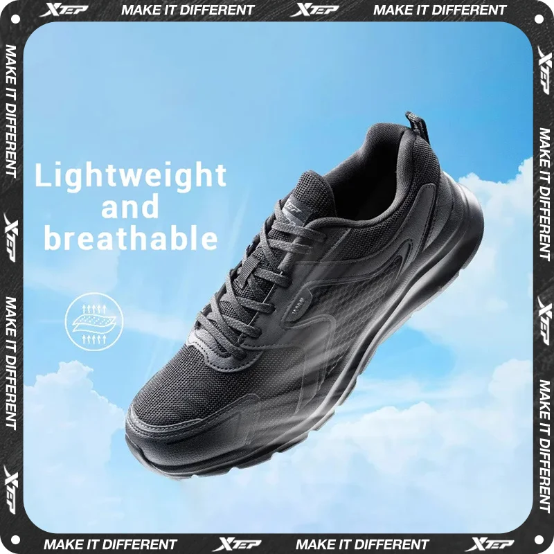 Xtep-zapatillas deportivas de malla para hombre, zapatos transpirables para correr, maratón de invierno, color blanco y negro, 879119110110