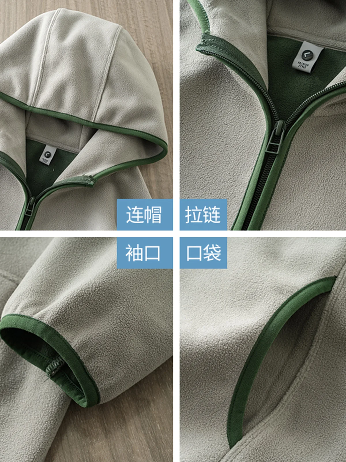 DUKEEN Sudadera con capucha de lana de doble cara para hombre, cortavientos cálidos de otoño e invierno, chaquetas antimicrobianas con cremallera 7A para hombre