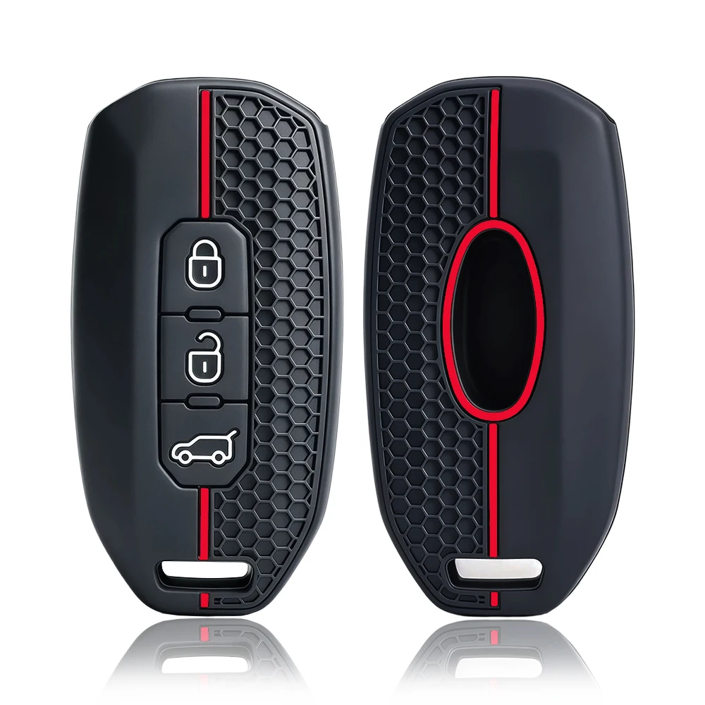 Funda de silicona para llave inteligente de coche, 3 botones, para Ford Territory EV, funda protectora, llavero, accesorios para automóvil