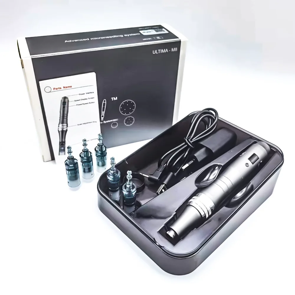 Dr. Pen Ultima M8 con 32 Cartuchos, Kit Inalámbrico de Microagujas Dérmicas, Tratamiento MTS, Máquina de Belleza para Uso Profesional