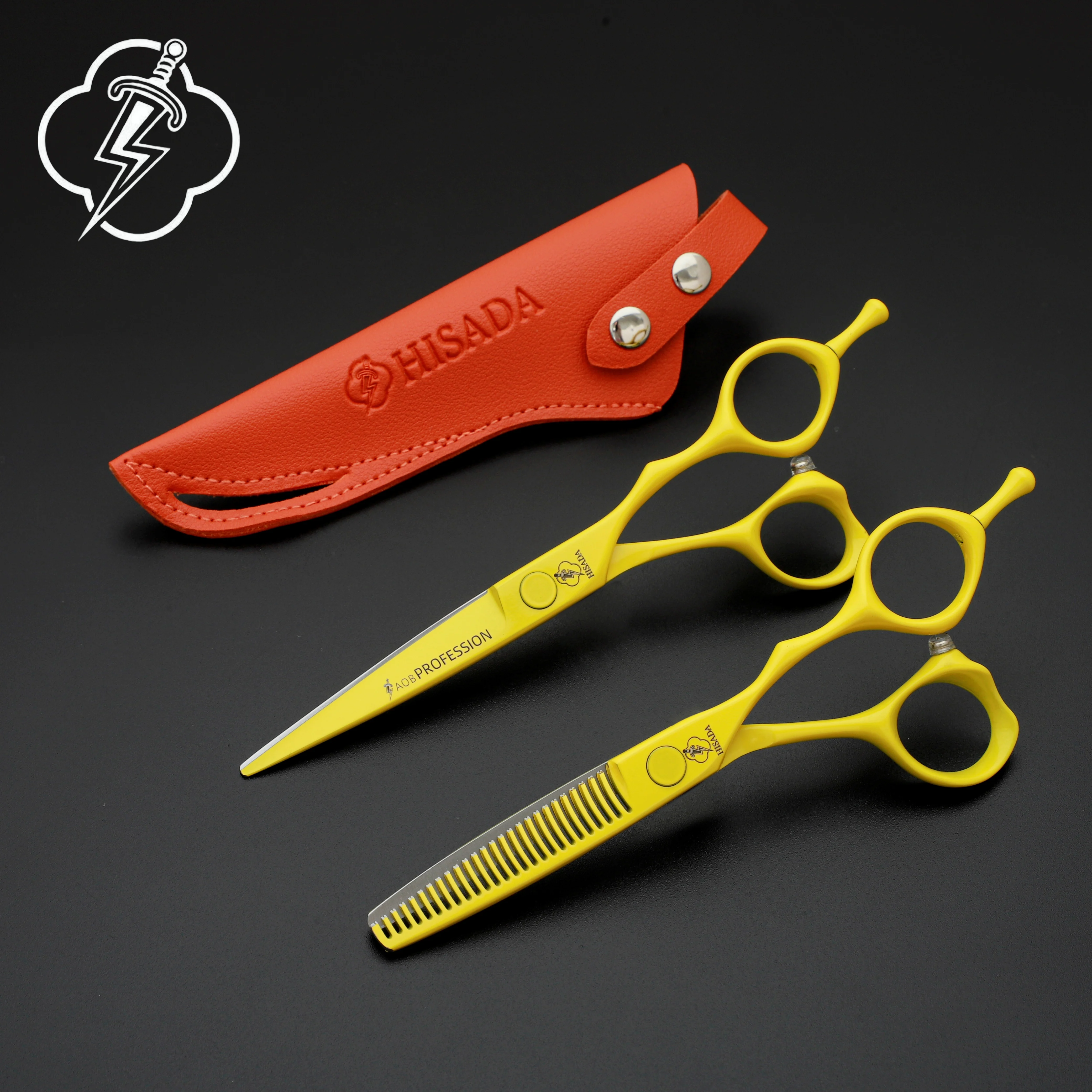 Tijeras de Peluquería HISADA de 6 Pulgadas, Amarillas, de Alta Gama, Material VG10, Afiladas y Resistentes al Desgaste