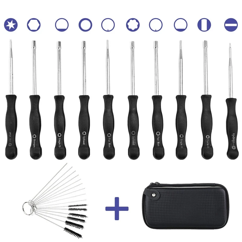 Kit de destornillador estriado y cepillo, herramienta de fijación de ajuste de carburador de motosierra para recortadora de motor, Weedeater, 25 uds.