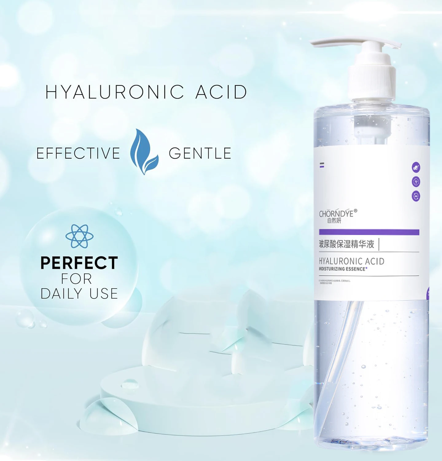 Ácido Hialurónico 500ml, Hidratación Profunda y Refrescante para el Rostro, Potenciador de Hidratación, Textura Ligera, Cuidado Facial Coreano para una Piel Radiante