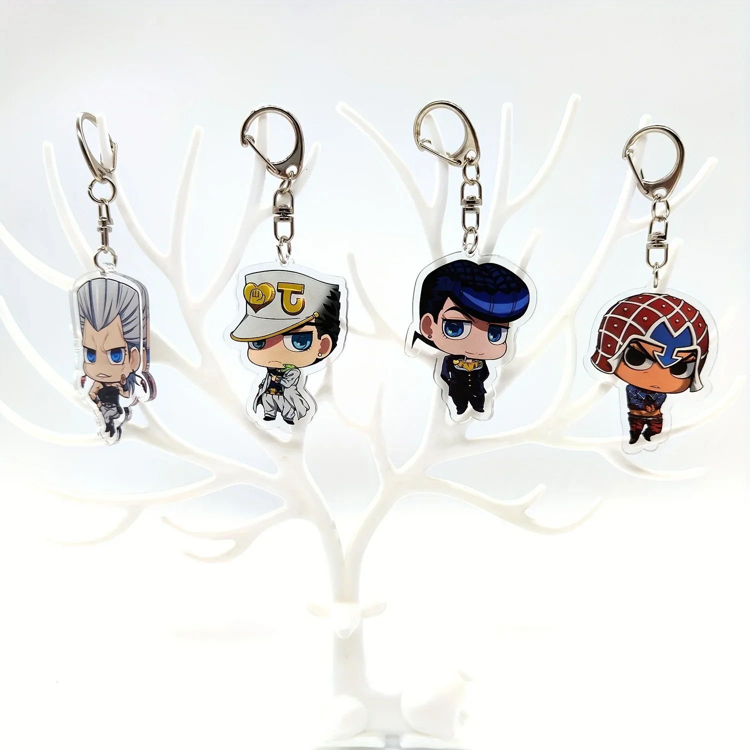 5/8 unids/set Anime JOJO Bizarre Adventure llavero para accesorios lindo bolso colgante llavero acrílico dibujos animados al por mayor