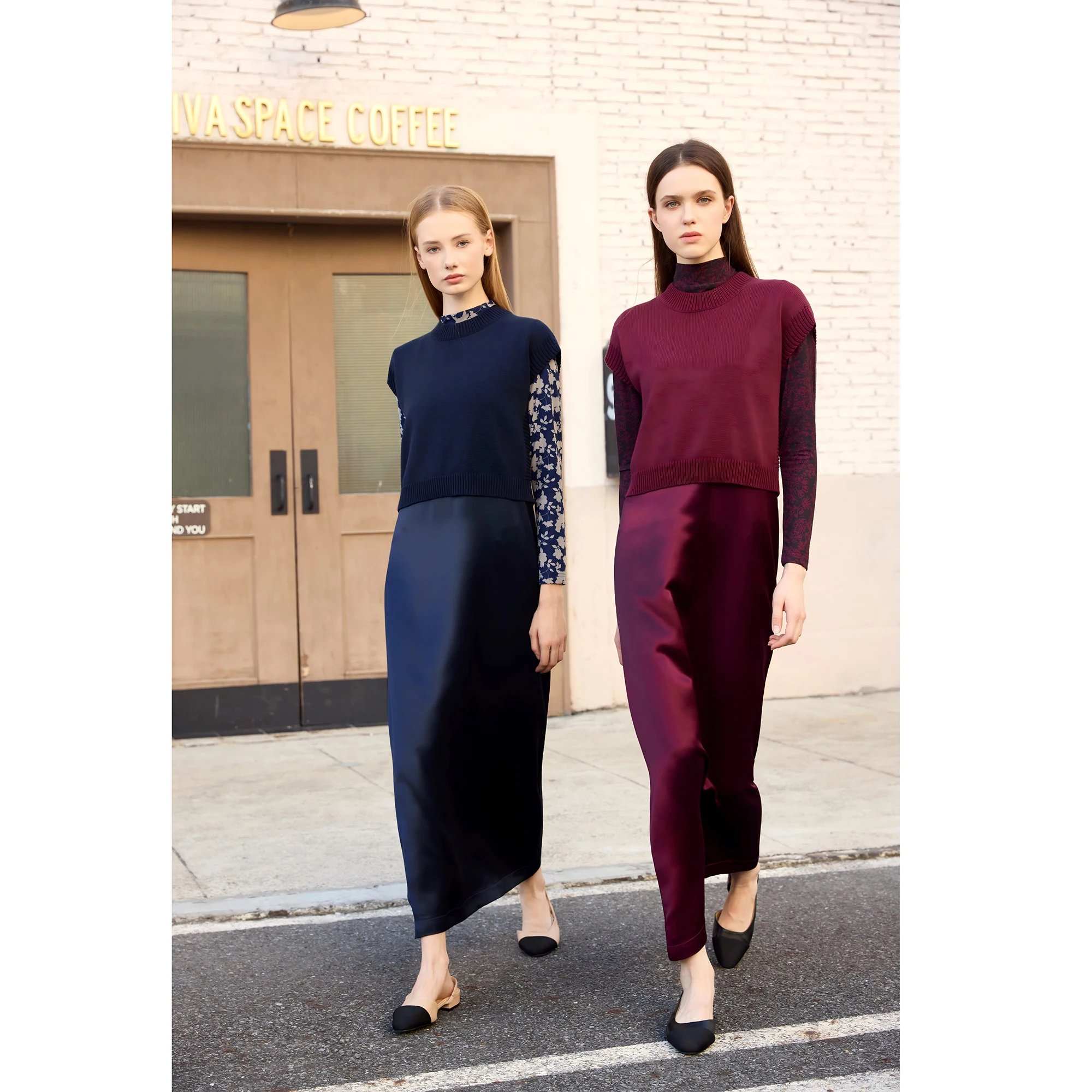 AP mujeres 2026 Otoño e Invierno nueva camisa Modal de malla estampada y tela de acetato de alta calidad Maxi vestido chaleco tejido para mujer