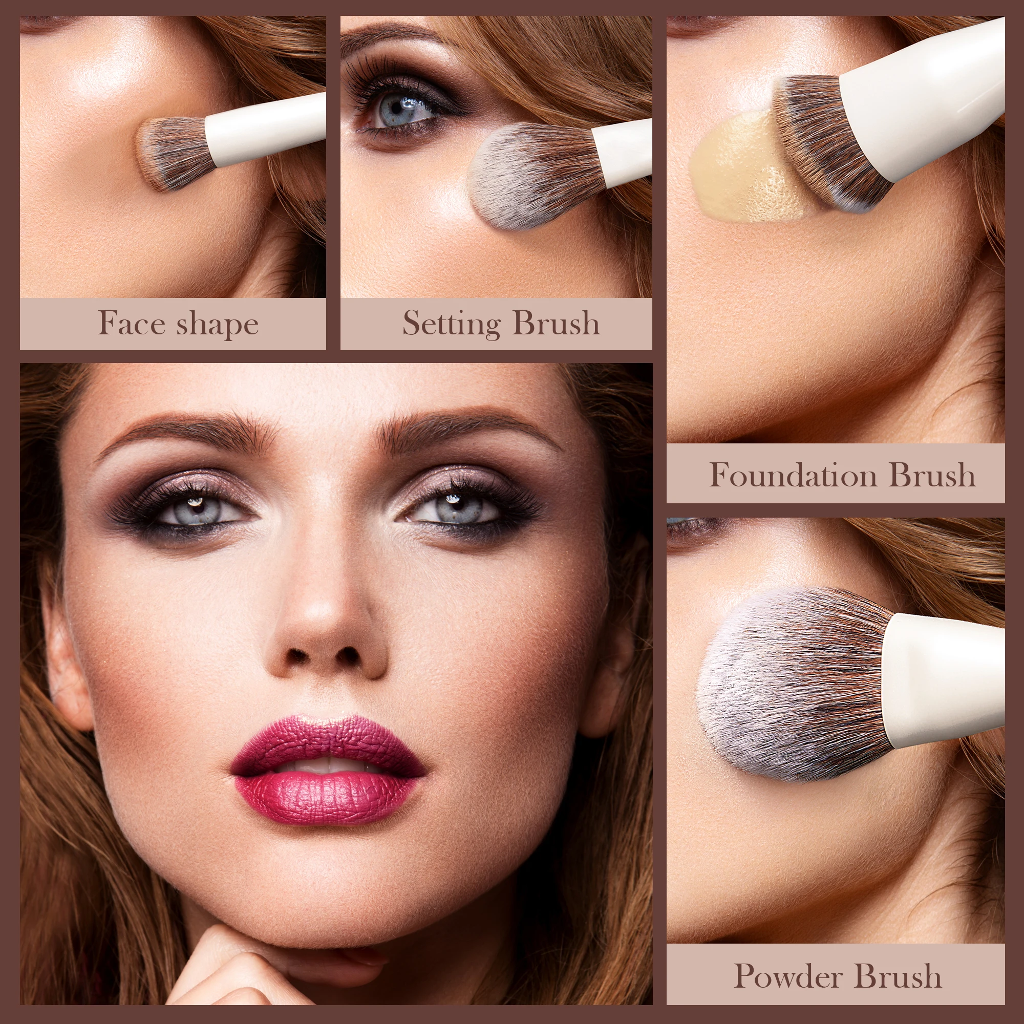 Jessup Juego de brochas de maquillaje, 4-14 brochas de maquillaje, base sintética premium, corrector en polvo, sombra de ojos, brocha para mezclar T343
