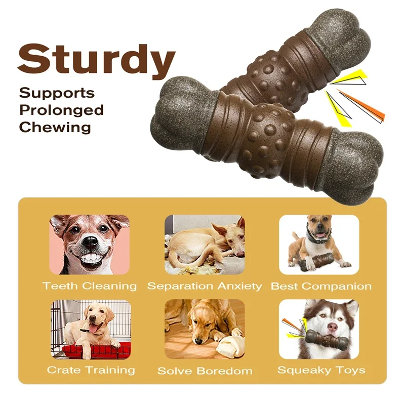 Juguetes para masticar para perros grandes, más fuertes que los huesos reales, juguete chirriante para resolver el aburrimiento, separación de dientes, caja de ansiedad, suministros resistentes para mascotas