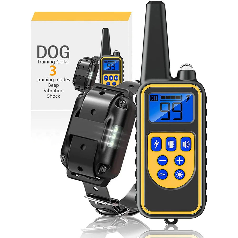 Collar de entrenamiento eléctrico para perros, 800m, corteza desmontable, recargable, antiladridos, vibración, reflectante, para todos los perros y mascotas