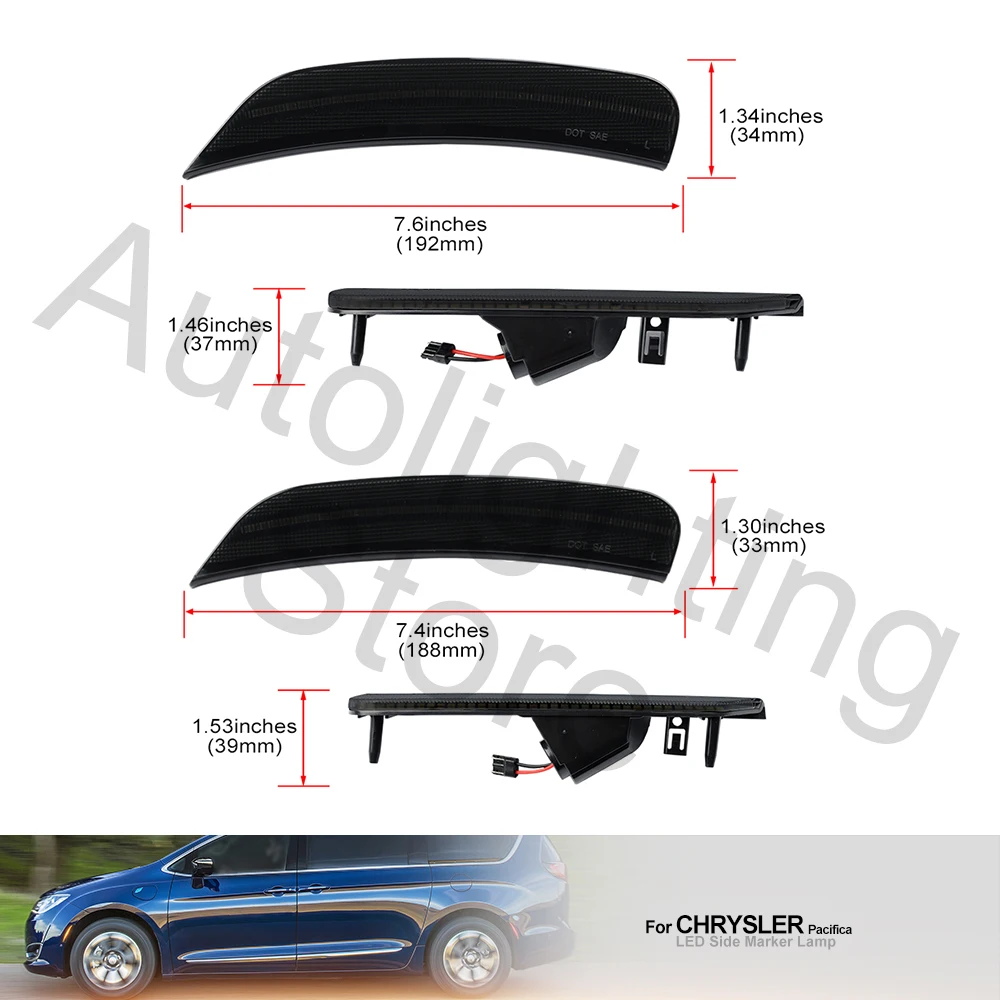 Luz LED de posición lateral delantera y trasera para Chrysler Voyager 20 21, luz intermitente para guardabarros Chrysler Pacifica, lámpara de señalización lateral, 4 Uds.
