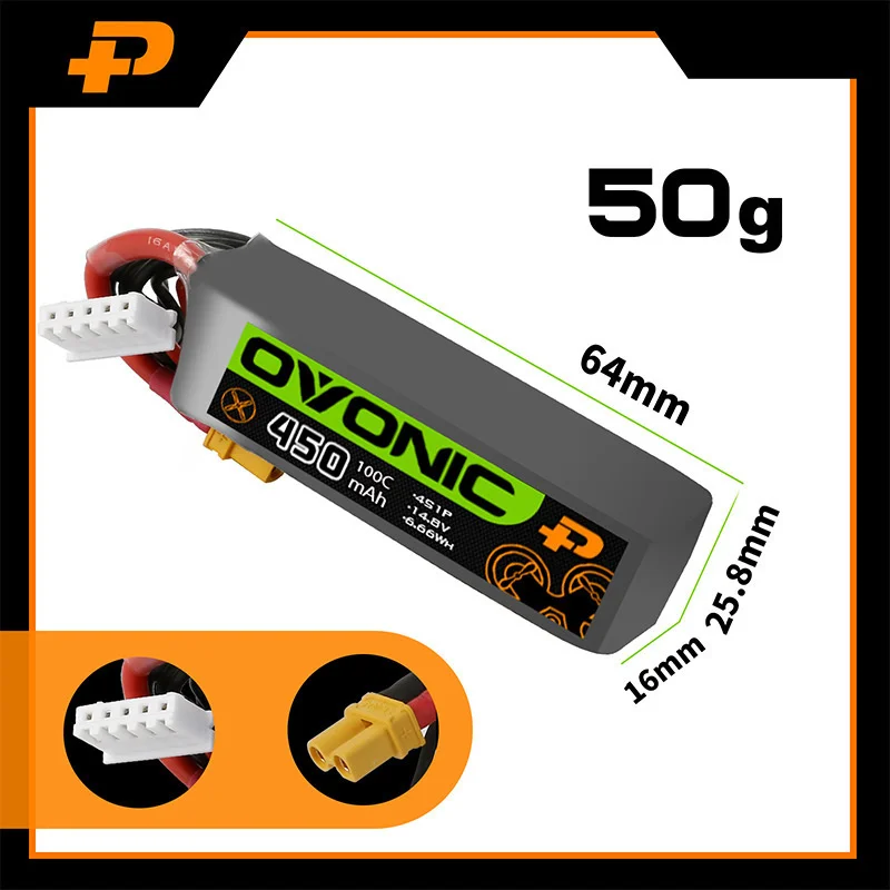 Batería LiPo de 14,8 V, 450mAh, 100C, para Dron de carreras, helicóptero, cuadricóptero, FPV, con enchufe XT30, 14,8 v, 4S