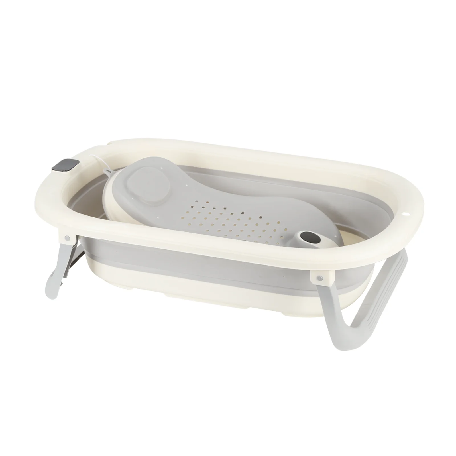Baño de baño plegable para bebé recién nacido, termómetro independiente y incorporado, cómodo para bebé de 0 a 3 años, gris/rosa/caqui/verde