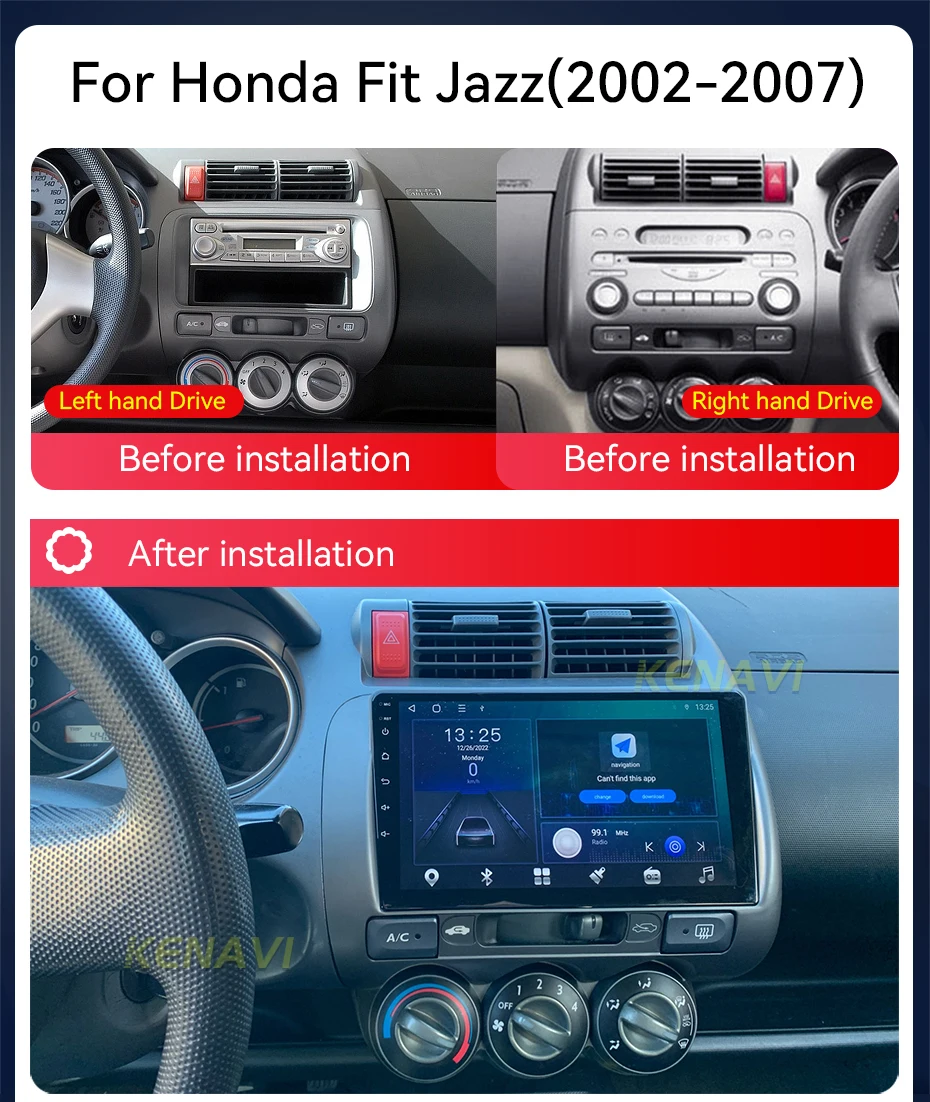 Radio estéreo de coche Android 2Din para Honda Fit Jazz City 2001-2008 reproductor Multimedia navegación GPS Carplay Auto sin DVD con pantalla