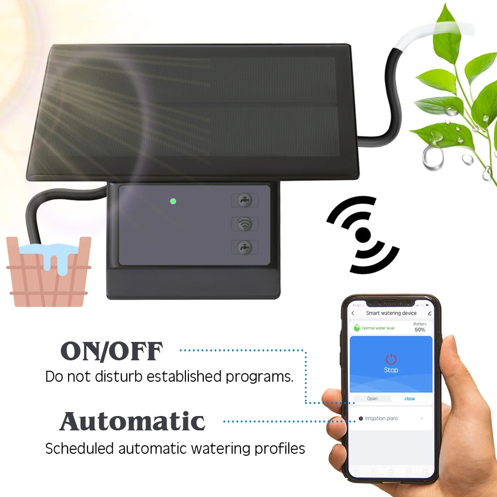 Tuya-Kit de riego por goteo automático, bomba de temporizador de energía Solar, compatible con Wifi, sistema de riego por Control remoto para teléfono móvil y jardín
