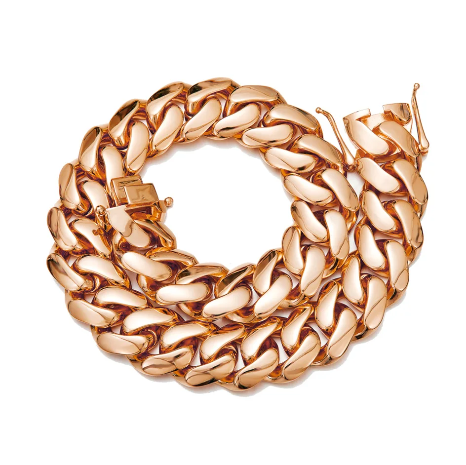 Collares de cadena cubana Miami de acero inoxidable color oro brillante estilo Hip Hop para hombres, joyería de rapero, envío directo.