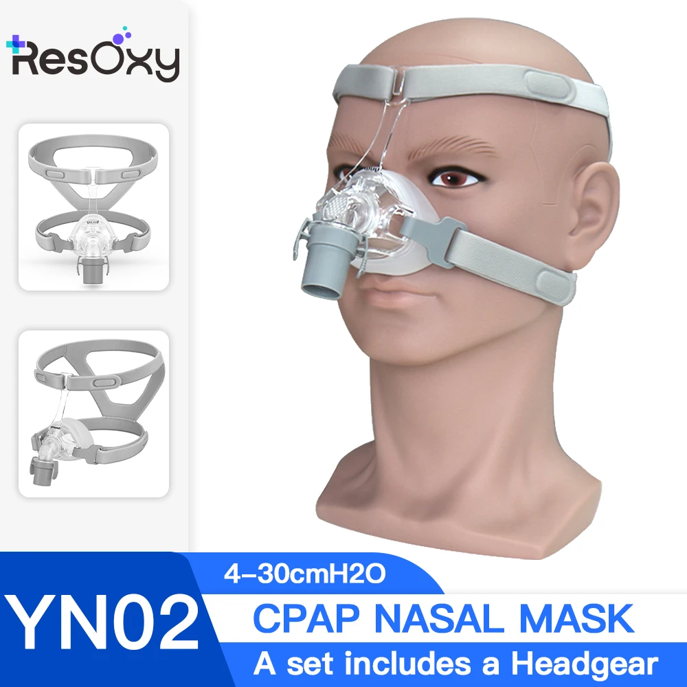 Mascarilla Nasal YUWELL para CPAP con Arnés y Cojines de Gel de Silicona para Máquina CPAP Automática, Mascarilla Nasal para la Apnea del Sueño, Mascarilla Anti Ronquidos