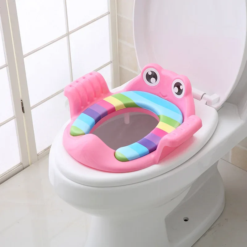 Orinal para bebé, asiento de entrenamiento para inodoro, taburete con escalera, silla de entrenamiento ajustable, cómodo asiento de inodoro bonito de dibujos animados para niños