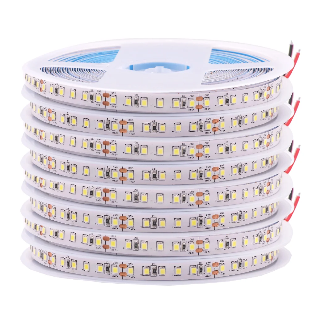 Tira de luces LED de 5M DC 12V 24V 2835 cinta Flexible luz de diodo 60/120/240/480 tira de LED luces blancas frías naturales cálidas cinta Led