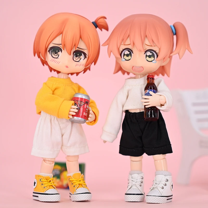 Ob11 Zapatos de muñeca de cuero con forma de estrella, zapatos informales de tacón alto con cordones para Penny, Ob11, Obitsu 11, Holala, Gcs, 1/12bjd