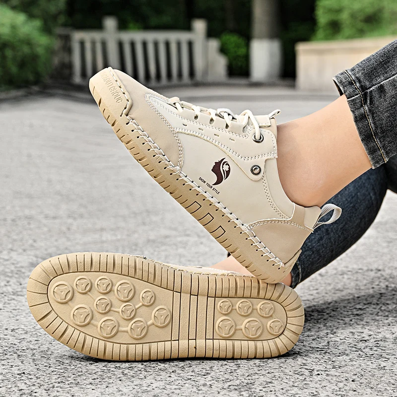 Zapatos informales de cuero hechos a mano para mujer, zapatos planos a la moda para mujer, zapatos antideslizantes para exteriores, zapatillas Retro de estilo británico