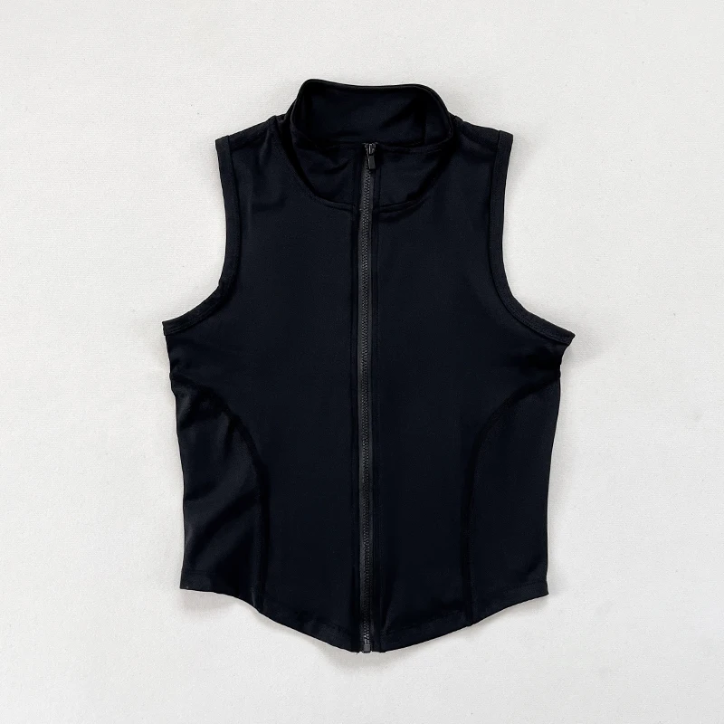 Ropa Deportiva para Mujer, Yoga, Fitness, Chaleco Deportivo sin Mangas con Cuello Alto y Cremallera, Chaleco Delgado para Yoga y Fitness
