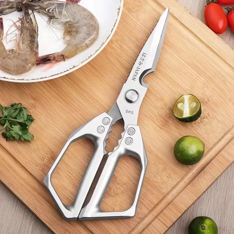 Tijeras de cocina de alta resistencia, tijeras multiusos de acero inoxidable para cortar carne y asar, tijeras de cocina para el hogar, 1 ud.