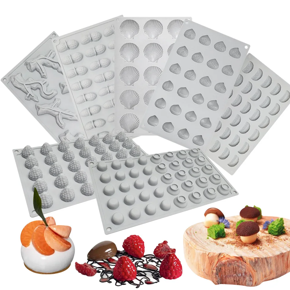 Molde de silicona con forma de castaña, frambuesa, cacahuete, seta, Fondant, pastel, queso, Chocolate, accesorios de decoración para pasteles, utensilios para hornear