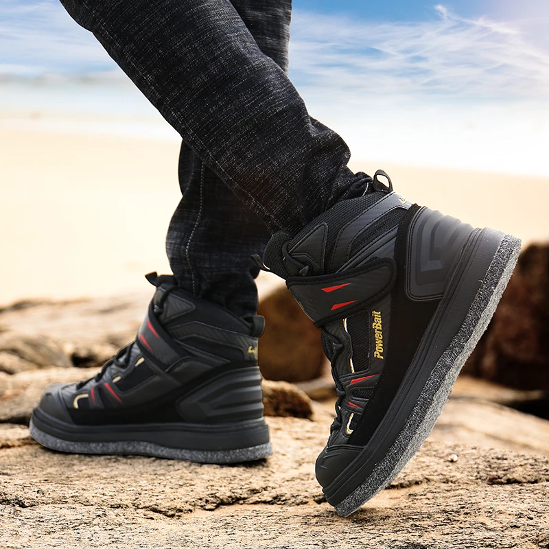 Zapatos de Pesca en Roca y Mar para Hombre, Impermeables, Antideslizantes, para Escalar Arrecifes, Transpirables, Prácticos, con Suelas de Fieltro y Tacos