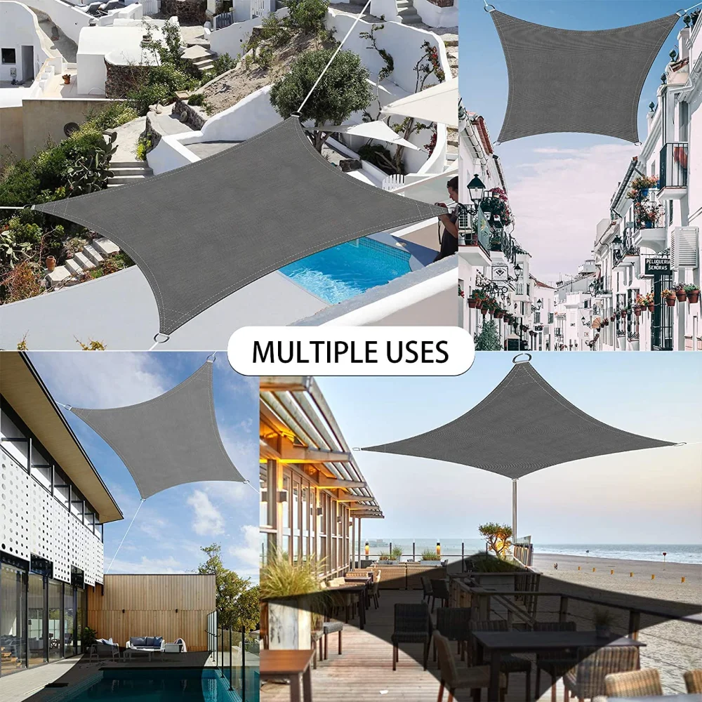 Vela de sol Rectangular de 4x2/3/5/6M, refugio solar impermeable, toldo de protección contra la intemperie, protección UV para Patio, balcón, toldo de jardín