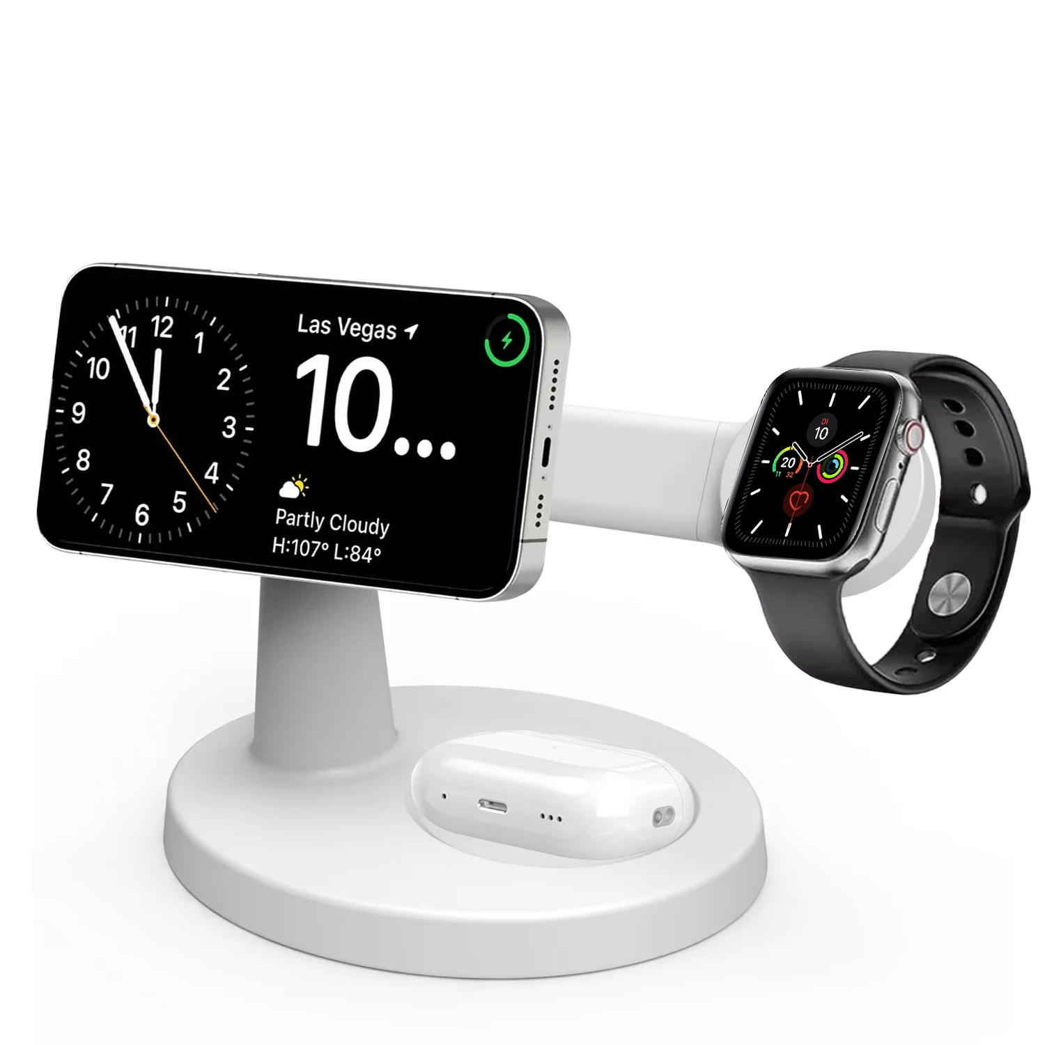 Soporte de cargador inalámbrico magnético 3 en 1 para Magsafe iPhone 16 15 14 13 Pro Max Apple Watch 9 8 AirPods Pro estación de carga rápida