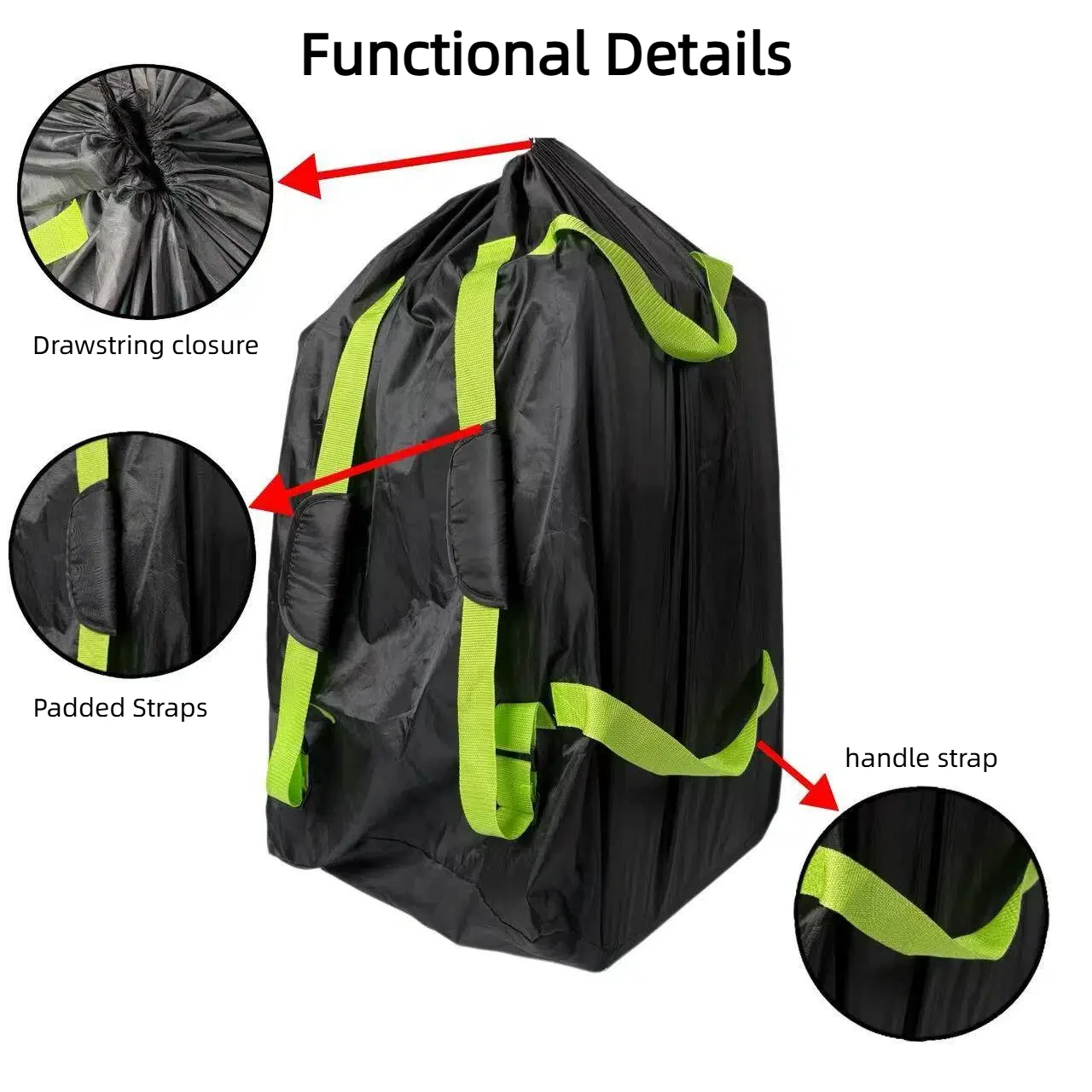 Bolsa de viaje portátil para asientos de coche para portabebés y sillas elevadoras – Correas ajustables para los hombros, asa de transporte práctica, resistente y duradera