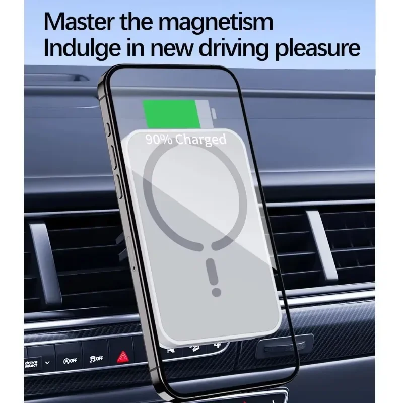 Cargador Inalámbrico Magnético para Coche con Clip de Ventilación, Soporte para Teléfono Compatible con Magsafe iPhone 17 16 15 14 13 12 Pro Max, Base de Carga Rápida para Coche