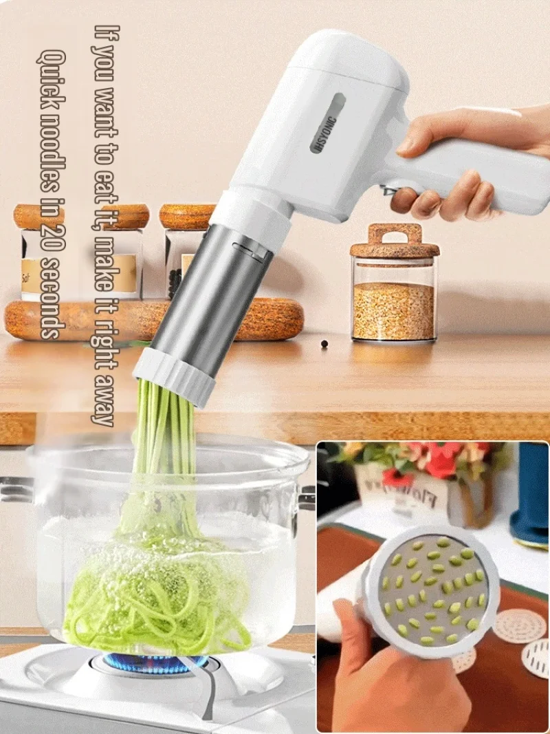 Fabricante de fideos inalámbrico eléctrico, prensa de fideos portátil de mano, electrodomésticos, cocina al aire libre, desayuno en casa, fabricante inteligente