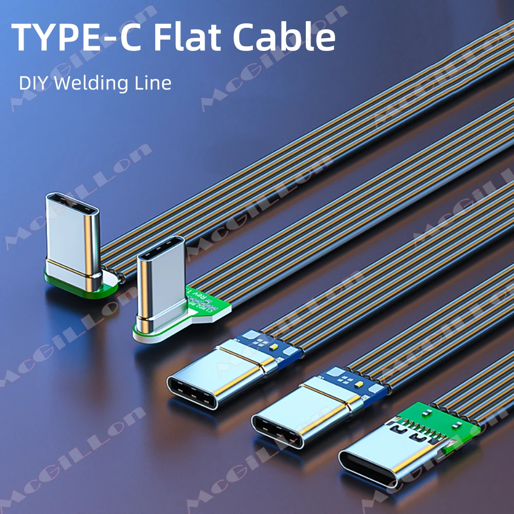 Cable plano Flexible de silicona tipo C a USB C en ángulo izquierdo/derecho hacia arriba/abajo para teléfonos con cámara carga rápida de 60W transferencia de datos de 480Mbps