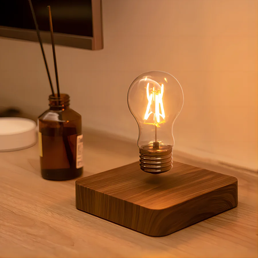 Lámpara de levitación magnética, bombilla LED de vidrio flotante creativa, decoración de escritorio de oficina en casa, mesa de regalo de cumpleaños, luz nocturna novedosa