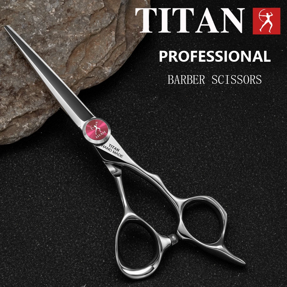Tijeras Profesionales de Peluquería TITAN, Tijeras de Barbero para Cortar y Entresacar Cabello, Juego de 5.5/6.0/6.5/7.0 Pulgadas, Acero Japonés 440C