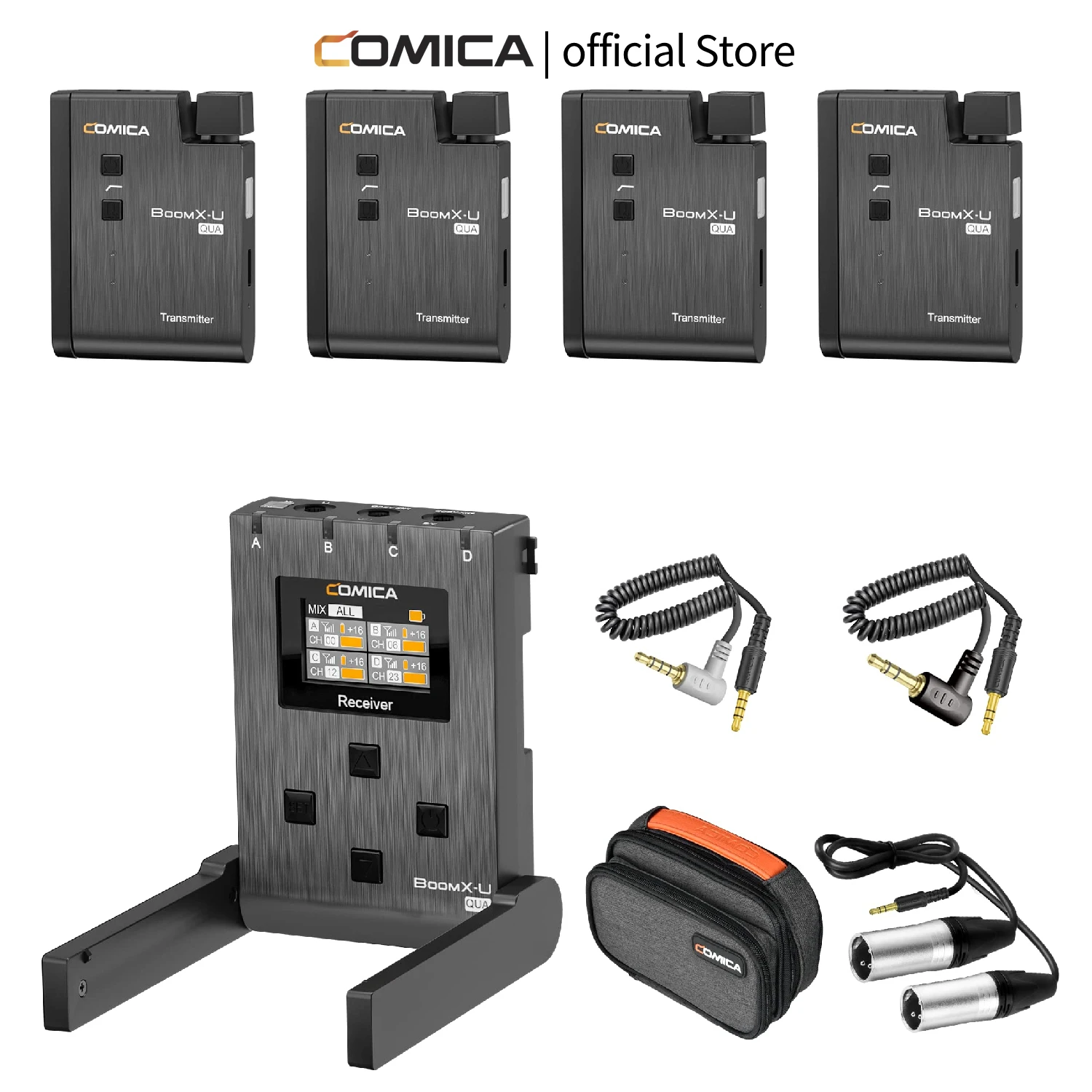 COMICA BoomX-U QUA UHF micrófono Lavalier inalámbrico solapa inalámbrica de 24 canales para cámara DSLR videocámara Smartphone