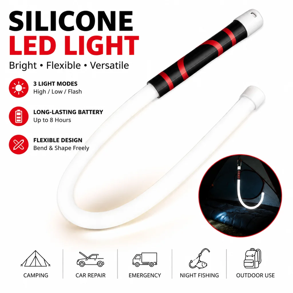 Linterna LED Flexible, Luz de Trabajo Profesional, Herramienta Portátil para Mecánicos, Reparaciones de Automóviles, Inspecciones y Espacios Reducidos