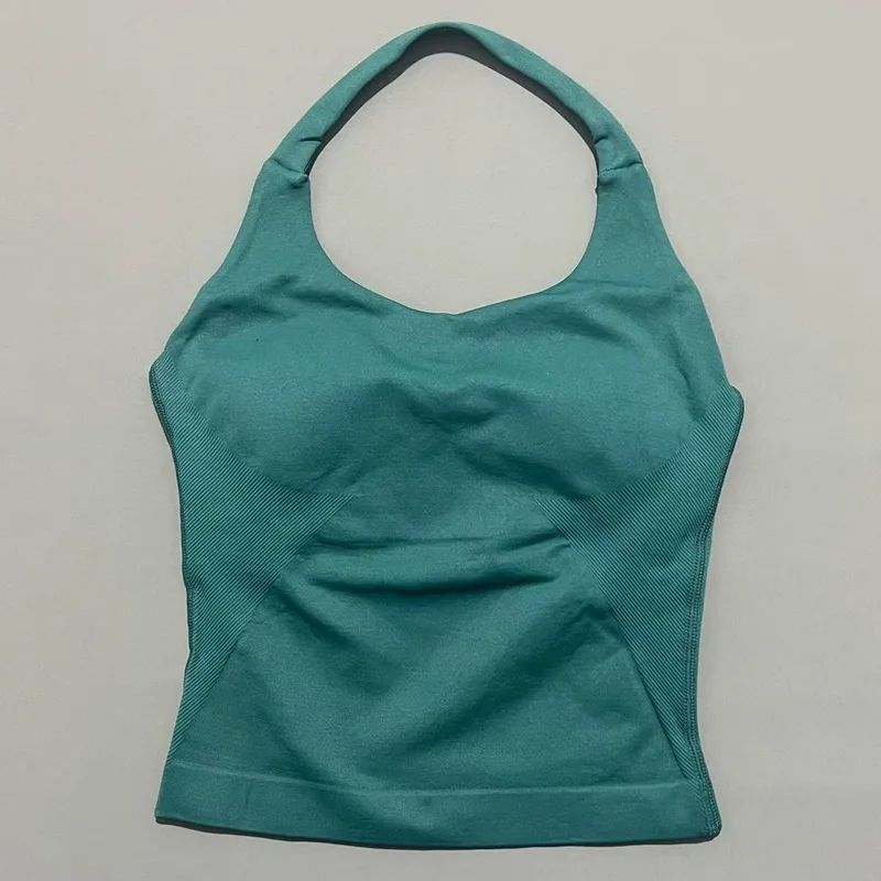 Top Deportivo Halter para Mujer, Sin Costuras, para Yoga, con Relleno Extraíble, Push-Up, Chaleco Deportivo, para Fitness, Entrenamiento, Running