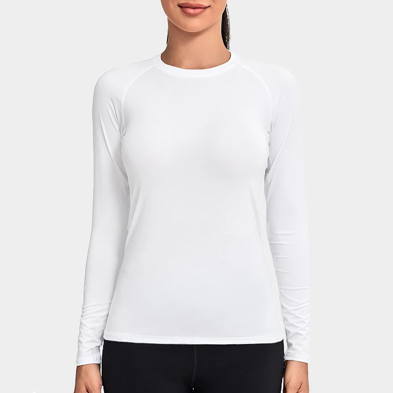 Camiseta de compresión para mujer, camiseta atlética de manga larga para Yoga, correr, primavera y otoño, entrenamiento de gimnasio, capas básicas elásticas, camisetas de protección contra sarpullidos