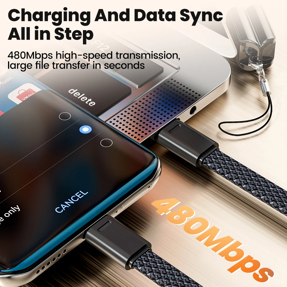 Cable corto de 60W tipo C a tipo C Cable de carga rápida 27W USB C IOS Cable trenzado para Iphone 14 15 16 Xiaomi Samsung Power Bank