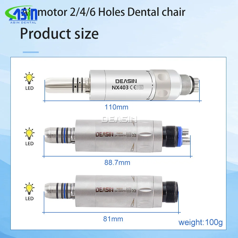Motor de aire DEASIN para pieza de mano dental, micromotor con sistema de pulverización de agua interna, para unidades dentales rectas y de ángulo, con conector de 2/4/6 orificios.